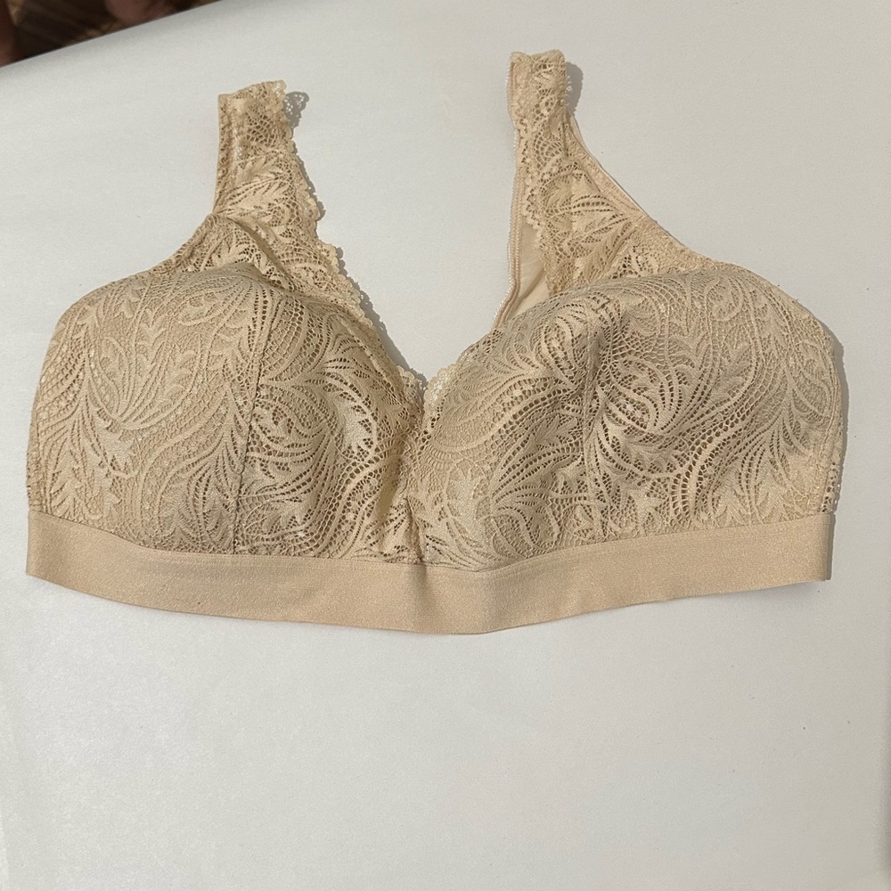 Bali 2XL Tan Lace Wireless Bra